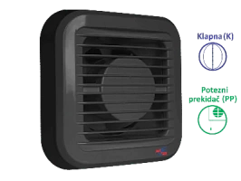 Заказать Вентилятор ванной комнаты MTG A100N-PPK с клапаном и тяговым выключателем (антрацит)