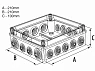 Коробка 16 отв. под сальники, с винтами, 210x210x100 мм, IP65 - Фото #2