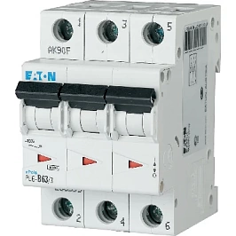 PL6-B63/3, Автомат. выключатель  PL6, хар. B, 3-полюсный, Icn=6kA, In=63A